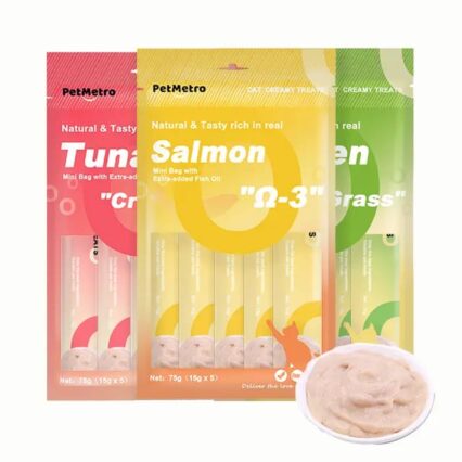 Pet Matro lickable cream Treats for kittens and Dogs- Flavours: Salmon, Chicken, Tuna - Mini Pets World